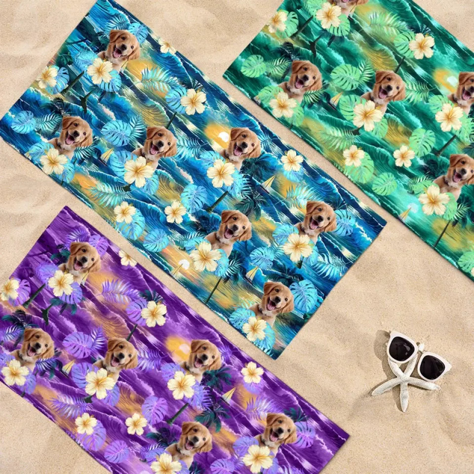 Custom Photo Vacation Mode On - Dog
& Cat Personalized Custom Beach Towel - Summer Vacation Gift, Birthday Pool Party Gift For Pet Owners, Pet Lovers