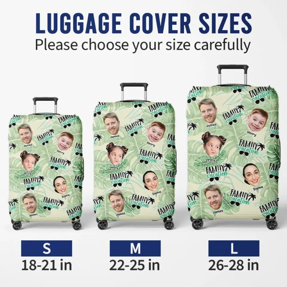 Custom Photo Remember That Happiness Is A Way Of Travel - Family Personalized Custom Luggage Cover - Summer Vacation Gift For Family Members