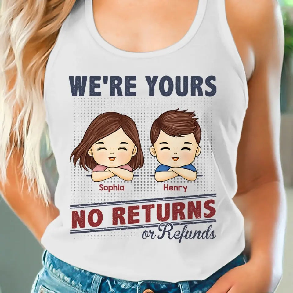 No Returns Or Refunds - Family Personalized Custom Racer Back Tank Top - Gift For Mom, Grandma