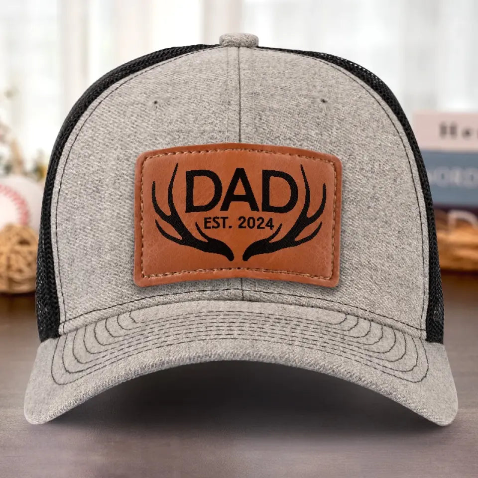 Love Begins And Ends With A Dad - Family Leather Patch Hat - Gift For Dad