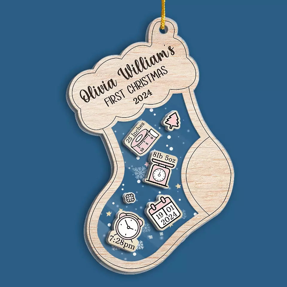 A Happy Baby Has Shining Eyes - Family Personalized Custom 3 Layers Shaker Ornament - Christmas Gift For Baby Kids, Newborn Baby