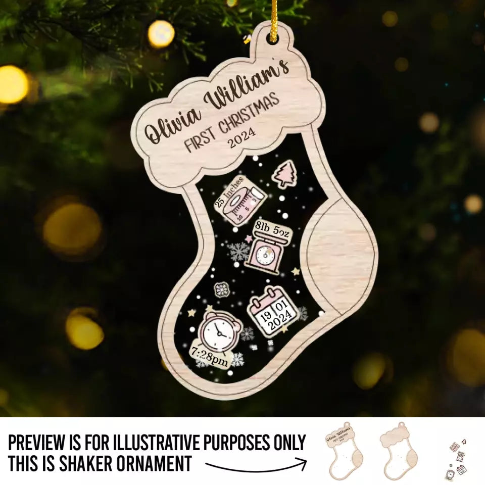 A Happy Baby Has Shining Eyes - Family Personalized Custom 3 Layers Shaker Ornament - Christmas Gift For Baby Kids, Newborn Baby
