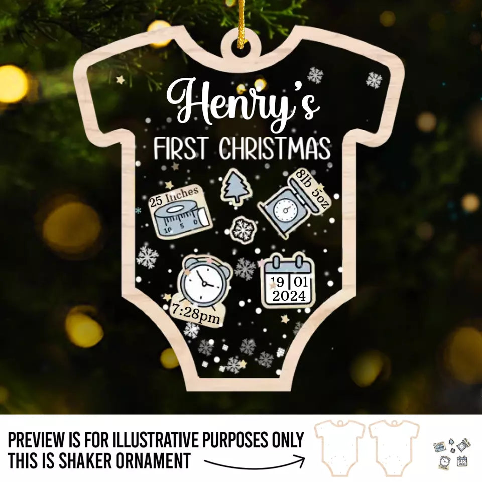First Christmas - Family Personalized Custom 3 Layers Shaker Ornament - Christmas Gift For Baby Kids, Newborn Baby