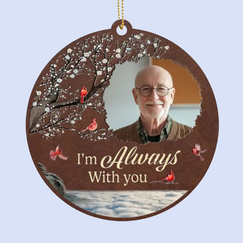 Custom Photo Greatly Loved, Deeply Missed - Memorial Personalized Custom Leather Ornament - Christmas Gift, Sympathy Gift For Family Members