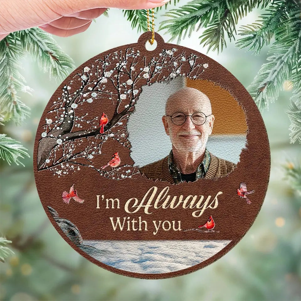 Custom Photo Greatly Loved, Deeply Missed - Memorial Personalized Custom Leather Ornament - Christmas Gift, Sympathy Gift For Family Members