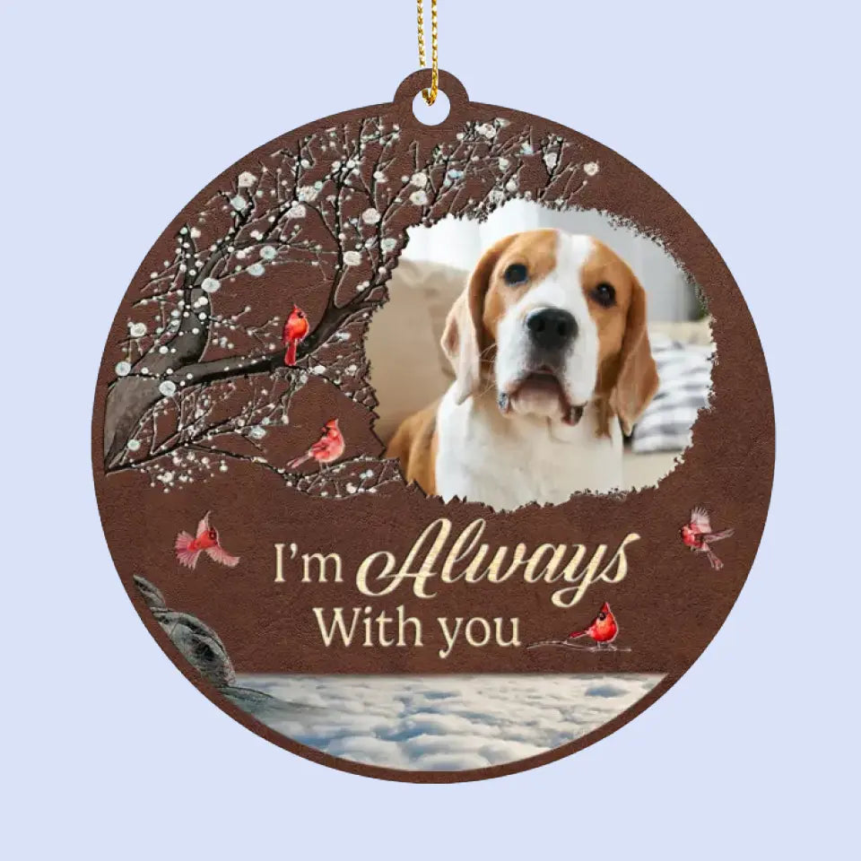 Custom Photo Miss You For The Rest Of My Life - Memorial Personalized Custom Leather Ornament - Christmas Gift, Sympathy Gift For Pet Owners, Pet Lovers