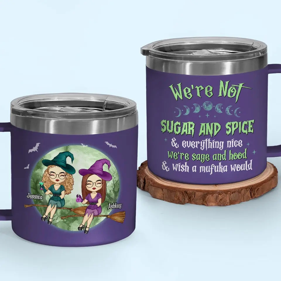 We Are Classy Witches - Bestie Personalized Custom 14oz Stainless Steel Tumbler With Handle - Halloween Gift For Best Friends, BFF, Sisters