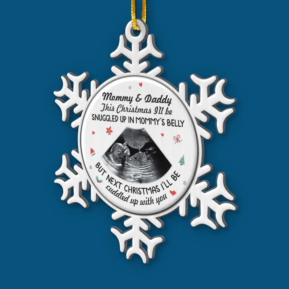 Custom Photo Bundle Of Joy For The Holidays - Family Personalized Custom Ornament - Metal Custom Shaped - Christmas Gift For Baby Kids, Newborn Baby