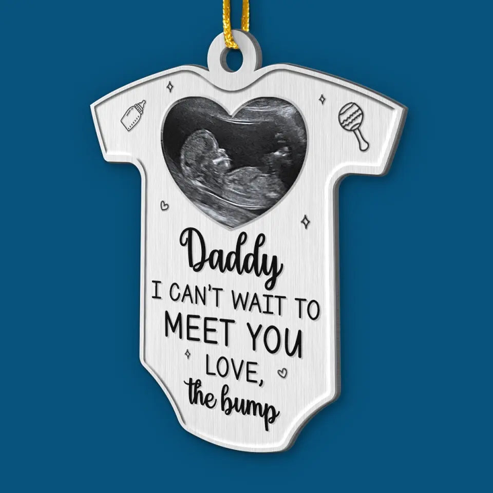 Custom Photo I Can't Wait To Love You - Family Personalized Custom Ornament - Metal Custom Shaped - Christmas Gift For Baby Kids, Newborn Baby