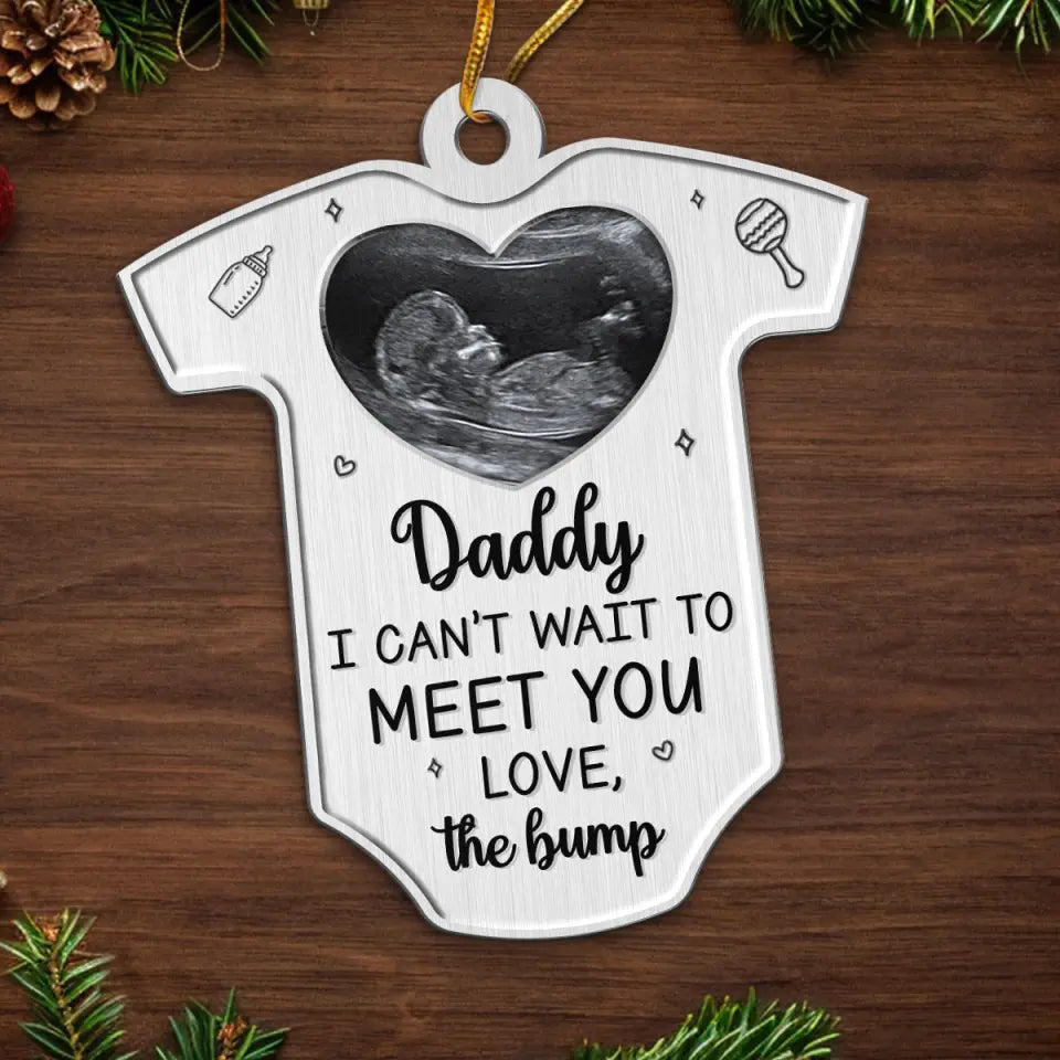 Custom Photo I Can't Wait To Love You - Family Personalized Custom Ornament - Metal Custom Shaped - Christmas Gift For Baby Kids, Newborn Baby