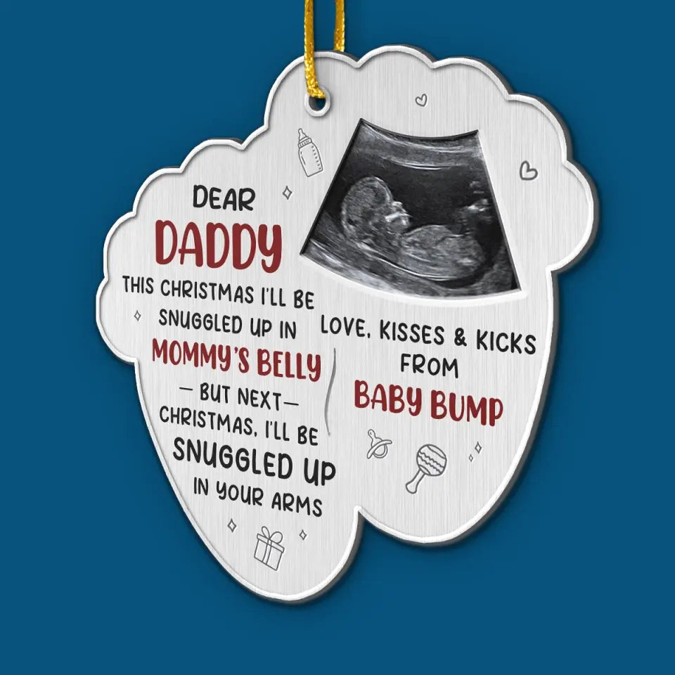 Custom Photo Joy To The World, Baby's First Whirl - Family Personalized Custom Ornament - Metal Custom Shaped - Christmas Gift For Baby Kids, Newborn Baby