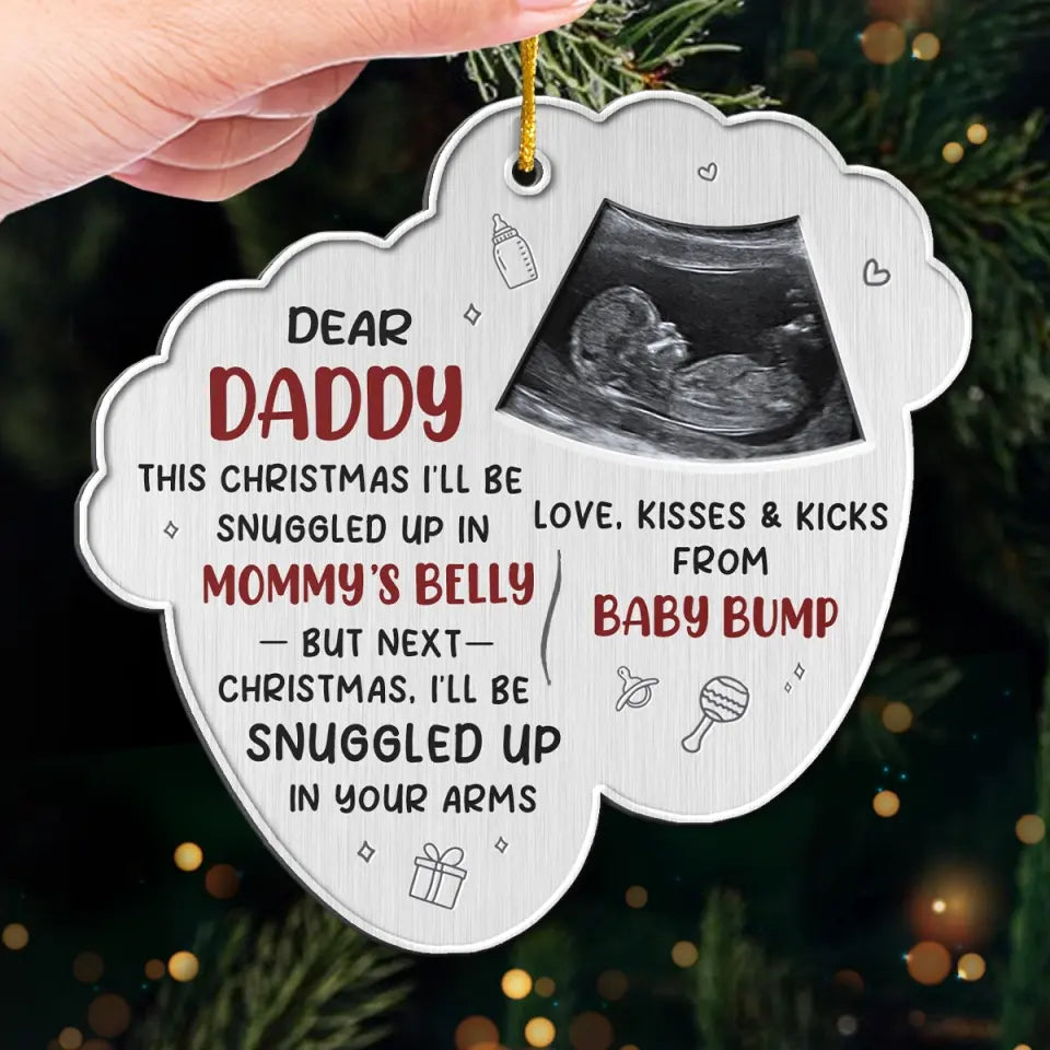 Custom Photo Joy To The World, Baby's First Whirl - Family Personalized Custom Ornament - Metal Custom Shaped - Christmas Gift For Baby Kids, Newborn Baby