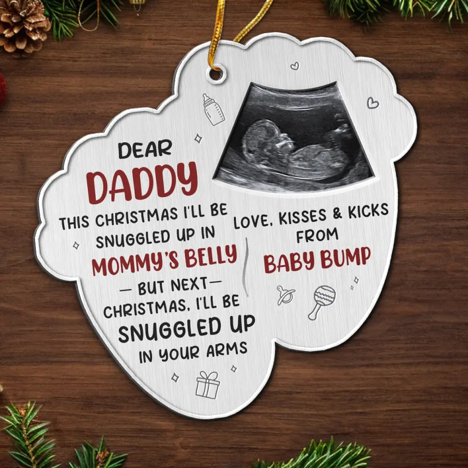 Custom Photo Joy To The World, Baby's First Whirl - Family Personalized Custom Ornament - Metal Custom Shaped - Christmas Gift For Baby Kids, Newborn Baby