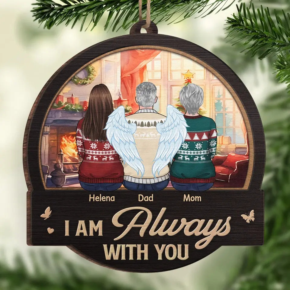Forever In Our Hearts, Especially At Christmas - Memorial Personalized Custom Ornament - Wood Custom Shaped - Sympathy Gift, Christmas Gift For Family Members