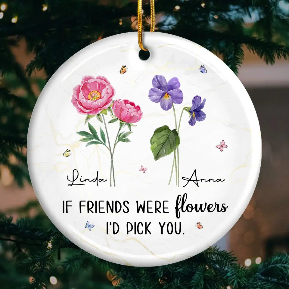 Friends Make Life's Journey A Little Sweeter - Bestie Personalized Custom Ornament - Ceramic Round Shaped - Christmas Gift For Best Friends, BFF, Sisters