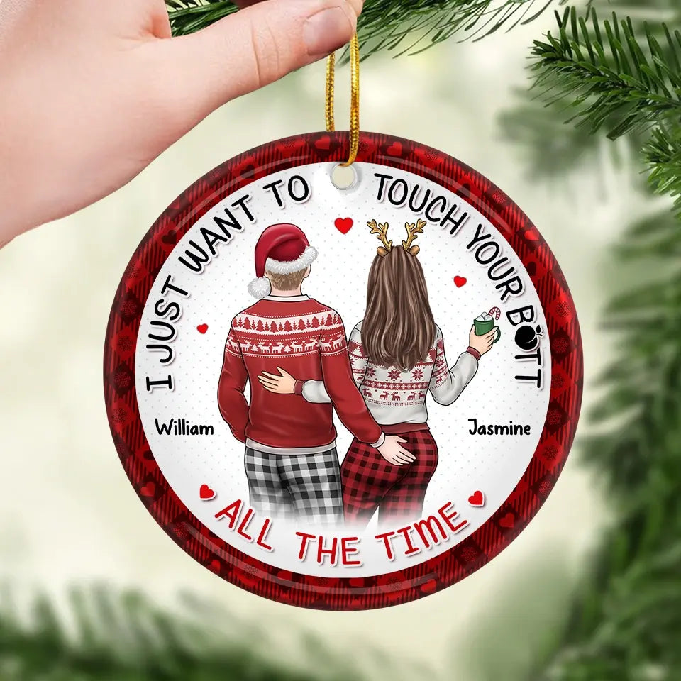 Every Touch Brings Us Closer - Couple Personalized Custom Ornament - Ceramic Round Shaped - Christmas Gift For Husband Wife, Anniversary