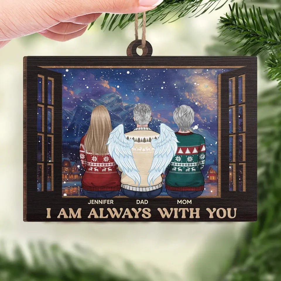 Love Never Leaves Us Even When Others Have Gone - Memorial Personalized Custom Ornament - Wood Custom Shaped - Sympathy Gift, Christmas Gift For Family Members