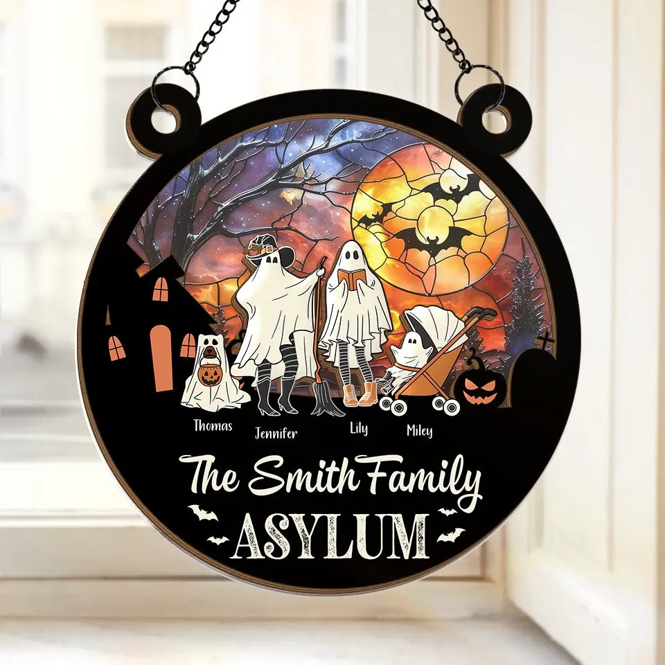 This Halloween Is Ours - Family Personalized Window Hanging Suncatcher - Halloween Gift For Family Members