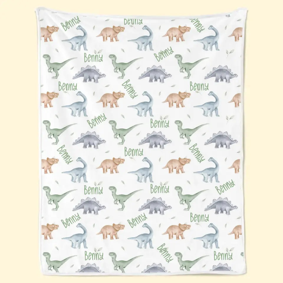 Gentle Warmth And Lovely Dinosaurs For Precious Moments - Family Personalized Custom Blanket - Gift For Baby Kids, Newborn Baby