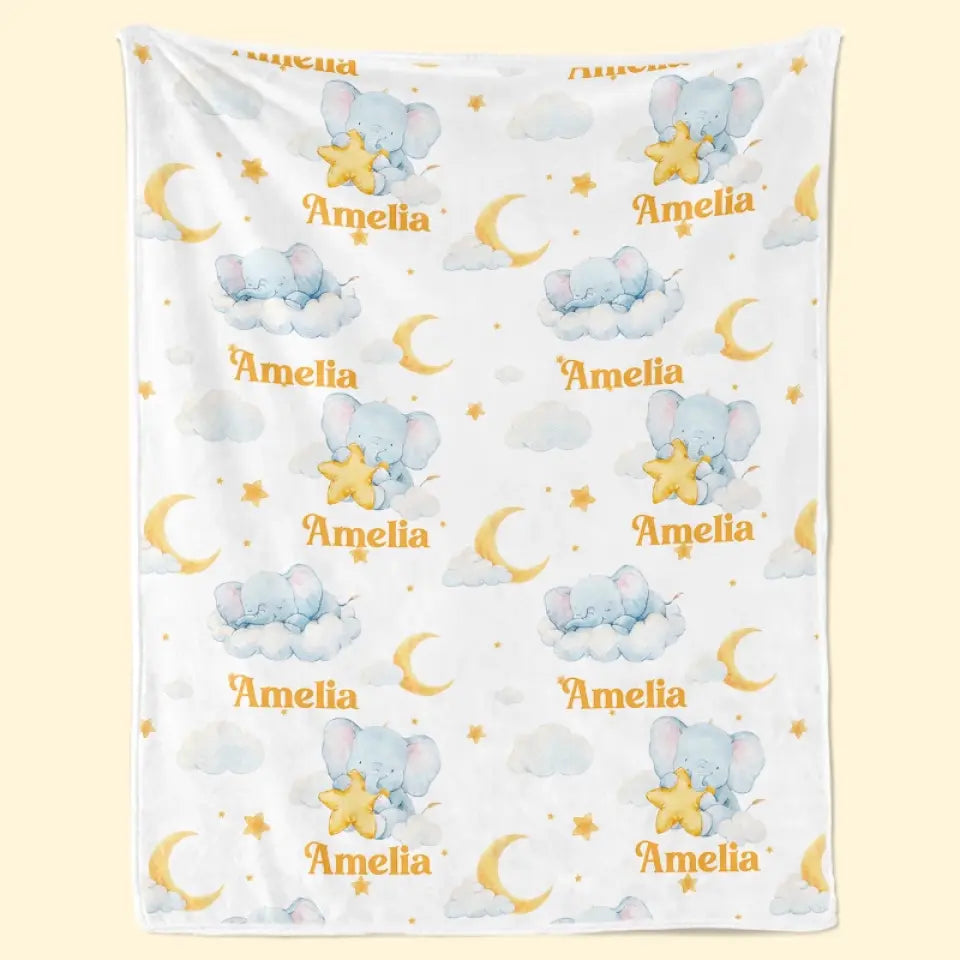 Such A Big Miracle, In Such A Little Elephant - Family Personalized Custom Baby Blanket - Gift For Baby Kids, Newborn Baby