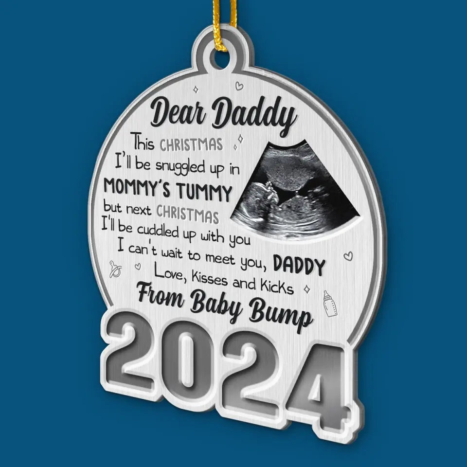 Custom Photo Words Can Not Express The Joy Of New Life - Family Personalized Custom Ornament - Metal Custom Shaped - Christmas Gift For Baby Kids, Newborn Baby