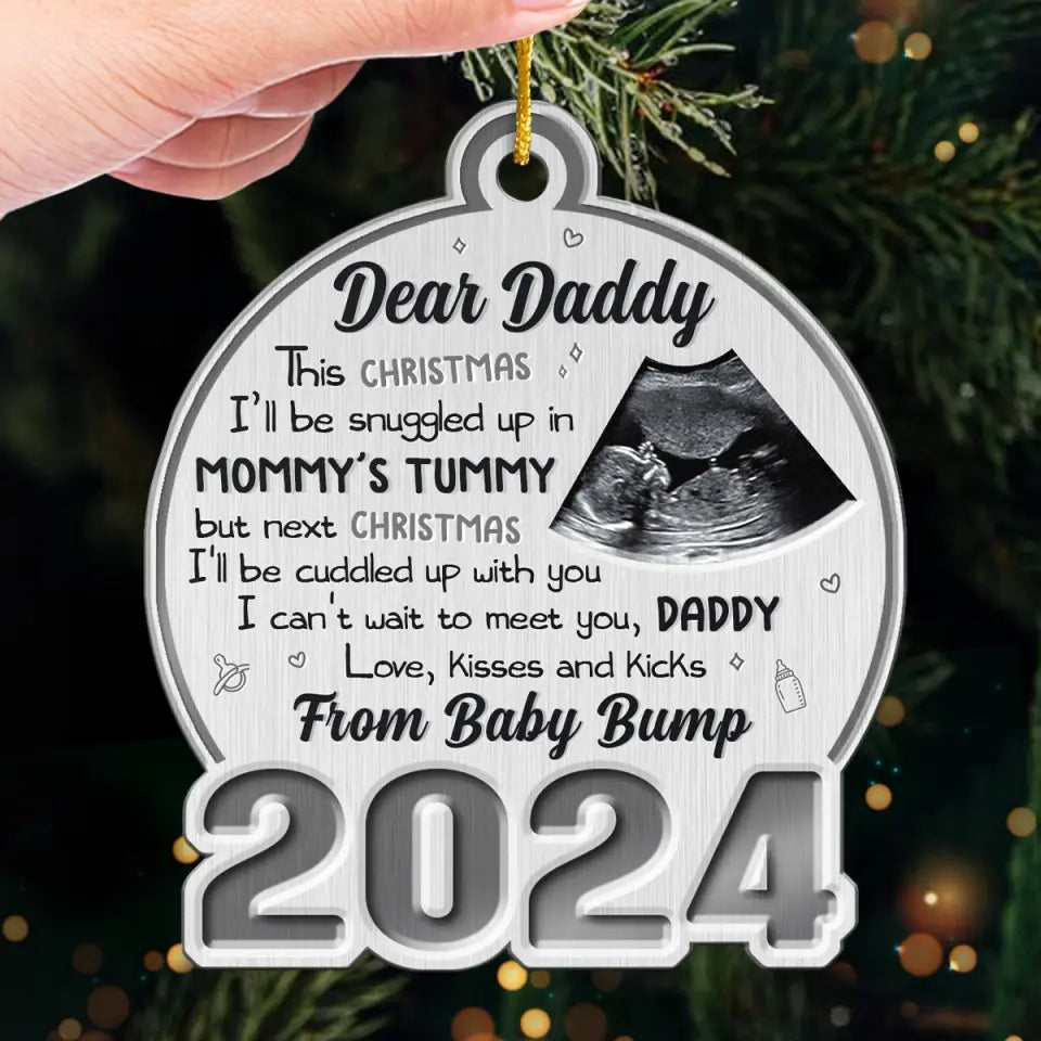 Custom Photo Words Can Not Express The Joy Of New Life - Family Personalized Custom Ornament - Metal Custom Shaped - Christmas Gift For Baby Kids, Newborn Baby