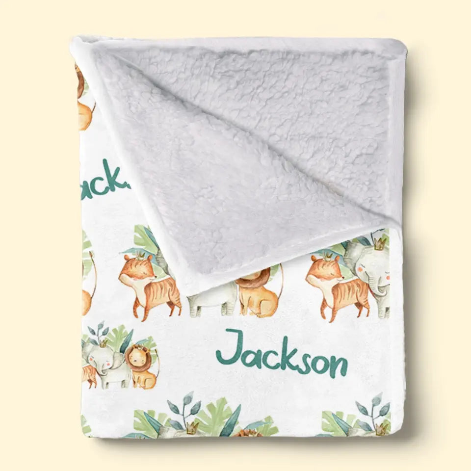 Woodland Animals In Da House - Family Personalized Custom Baby Blanket - Gift For Baby Kids, Newborn Baby