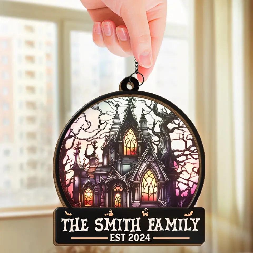 Life's No Fun Without A Good Scare - Family Personalized Window Hanging Suncatcher - Halloween Gift For Family Members