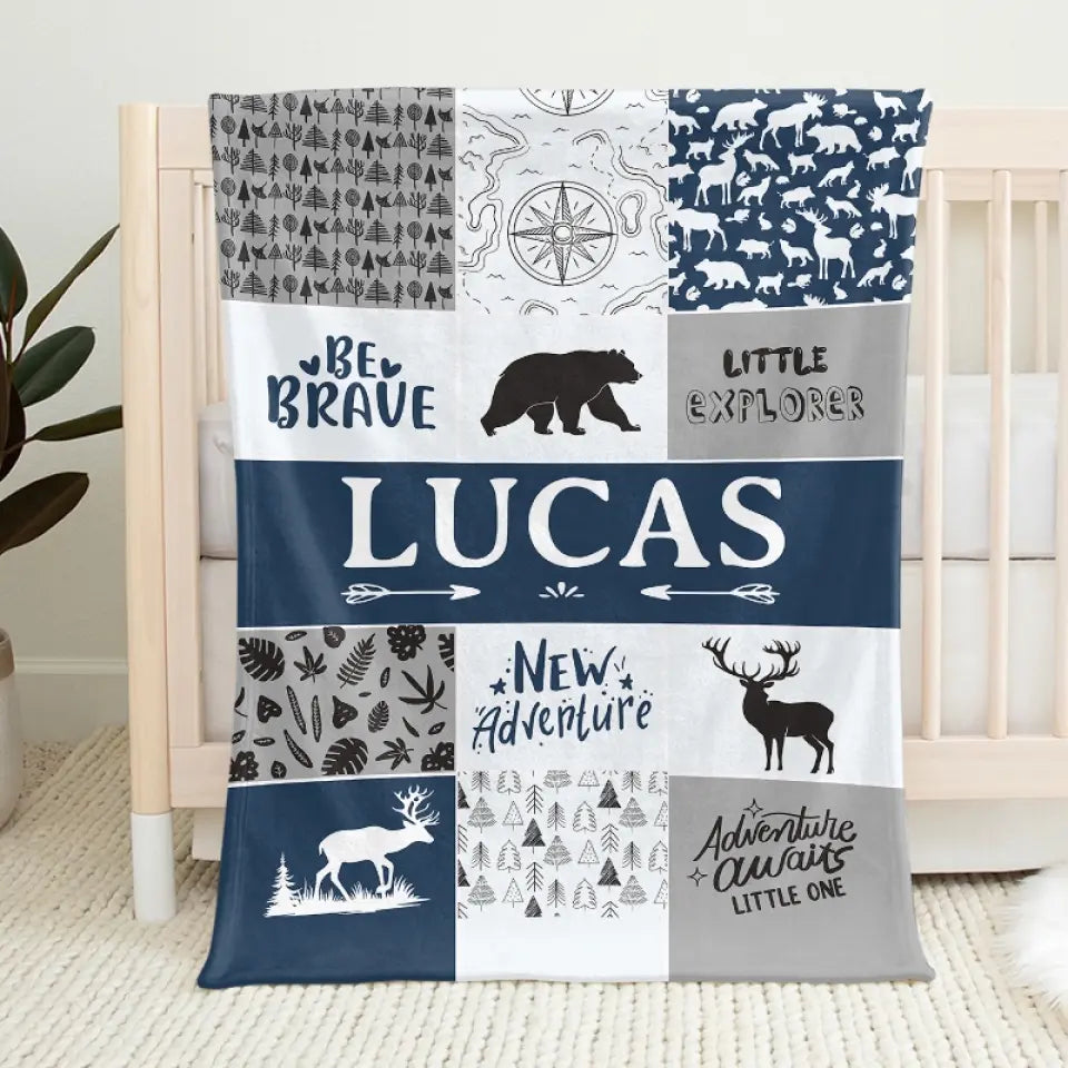 Be Brave Little Explorer - Family Personalized Custom Baby Blanket - Gift For Baby Kids, Newborn Baby