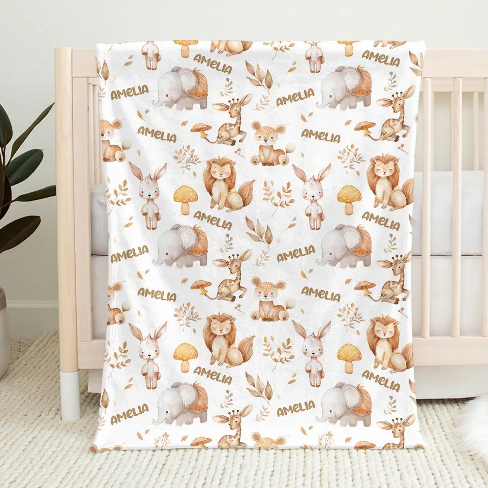 Small But Mighty, Like A Baby Elephant - Family Personalized Custom Baby Blanket - Gift For Baby Kids, Newborn Baby