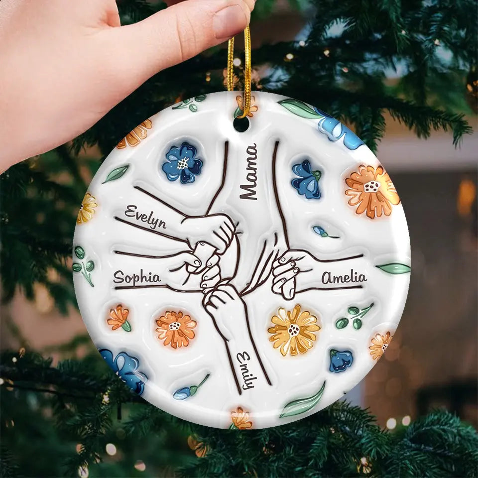 A Mother’s Touch Is A Heart's Anchor - Family Personalized Custom 3D Inflated Effect Printed Ornament - Ceramic Round Shaped - Christmas Gift For Mom, Grandma