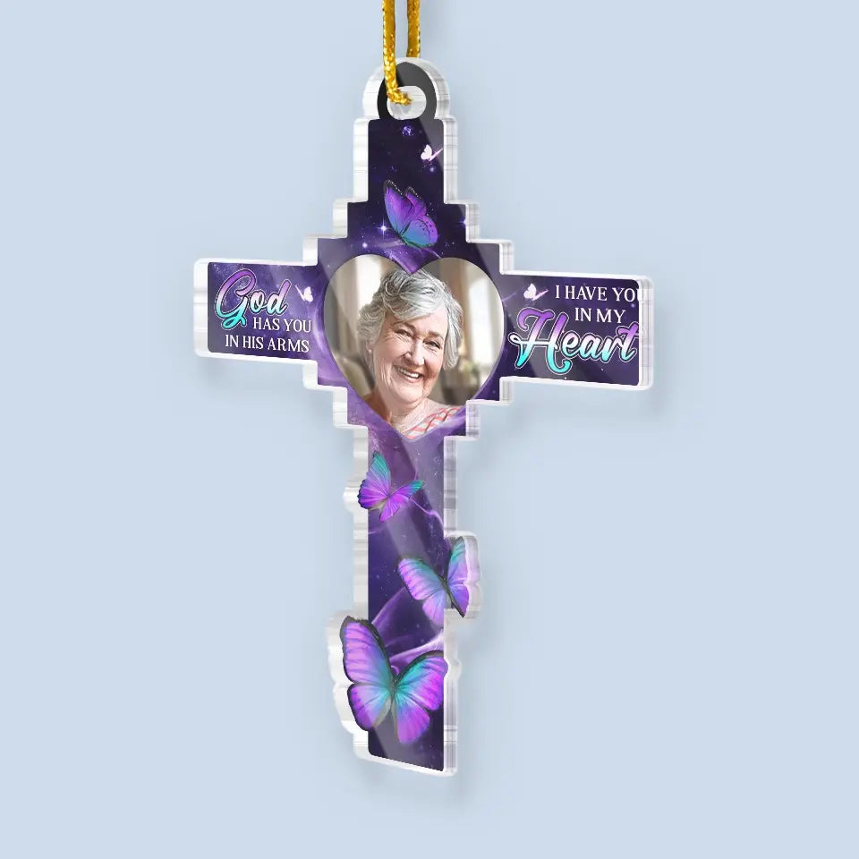 Custom Photo Gone From Our Sight, But Never From Our Hearts - Memorial Personalized Custom Ornament - Acrylic Custom Shaped - Sympathy Gift For Family Members