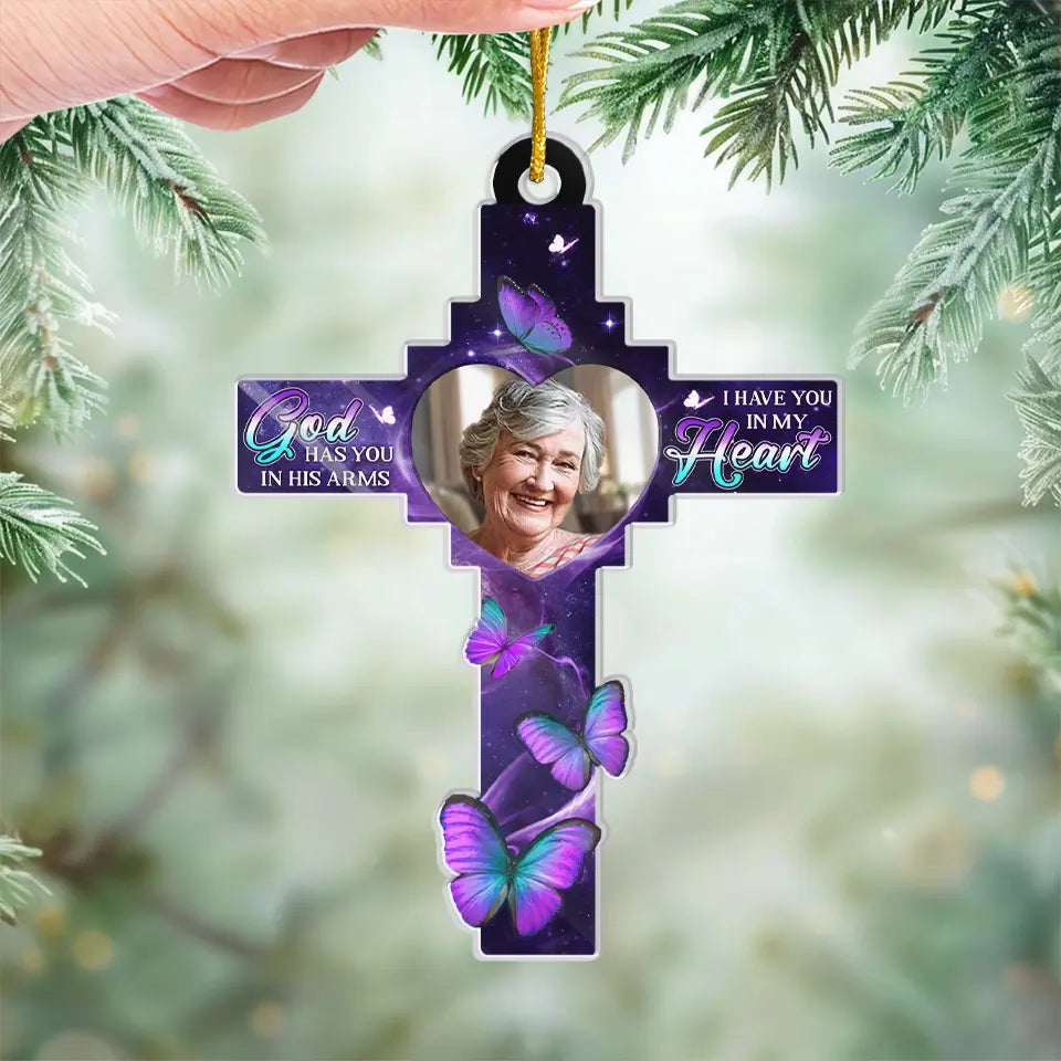Custom Photo Gone From Our Sight, But Never From Our Hearts - Memorial Personalized Custom Ornament - Acrylic Custom Shaped - Sympathy Gift For Family Members