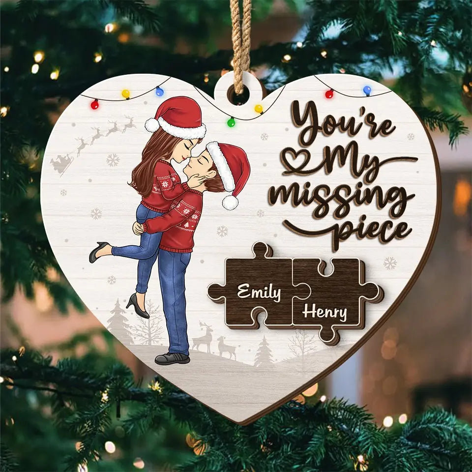 You Are The One I Never Want To Lose - Couple Personalized Custom Shaped 2 Layered Wood Christmas Ornament - Christmas Gift For Husband Wife, Anniversary
