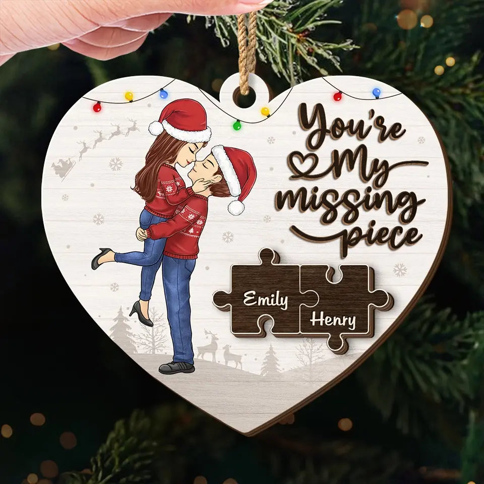 You Are The One I Never Want To Lose - Couple Personalized Custom Shaped 2 Layered Wood Christmas Ornament - Christmas Gift For Husband Wife, Anniversary