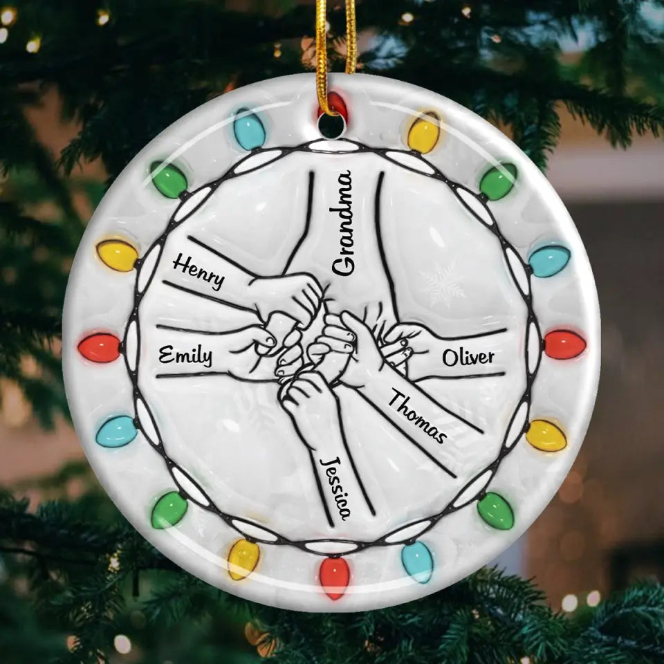 Mom, You Make Every Christmas Magical - Family Personalized Custom 3D Inflated Effect Printed Ornament - Ceramic Round Shaped - Christmas Gift For Mom, Grandma