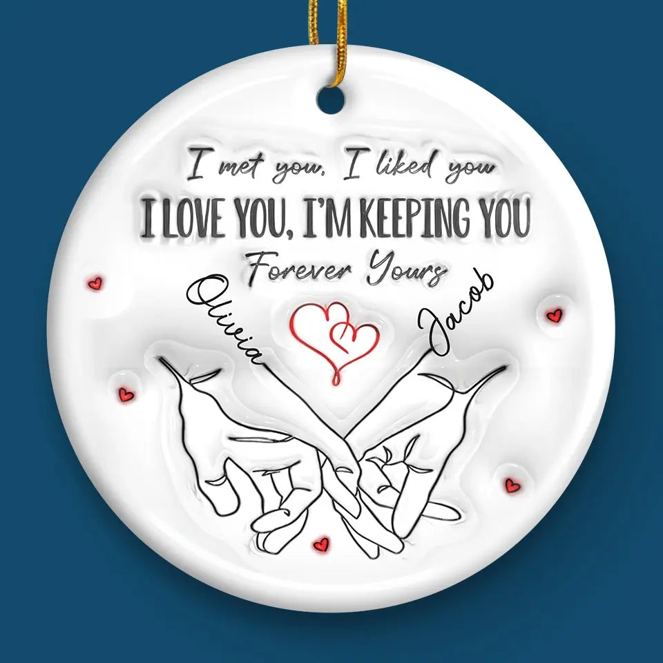 Our Love Is The Greatest Gift This Christmas - Couple Personalized Custom 3D Inflated Effect Printed Ornament - Ceramic Round Shaped - Christmas Gift For Husband Wife, Anniversary