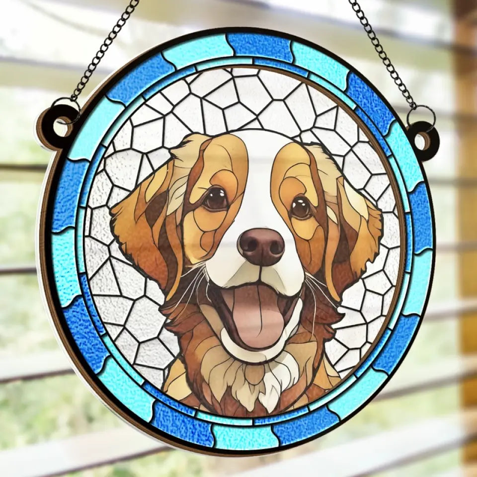 Custom Photo Forever In My Heart - Memorial Personalized Window Hanging Suncatcher - Sympathy Gift For Pet Owners, Pet Lovers