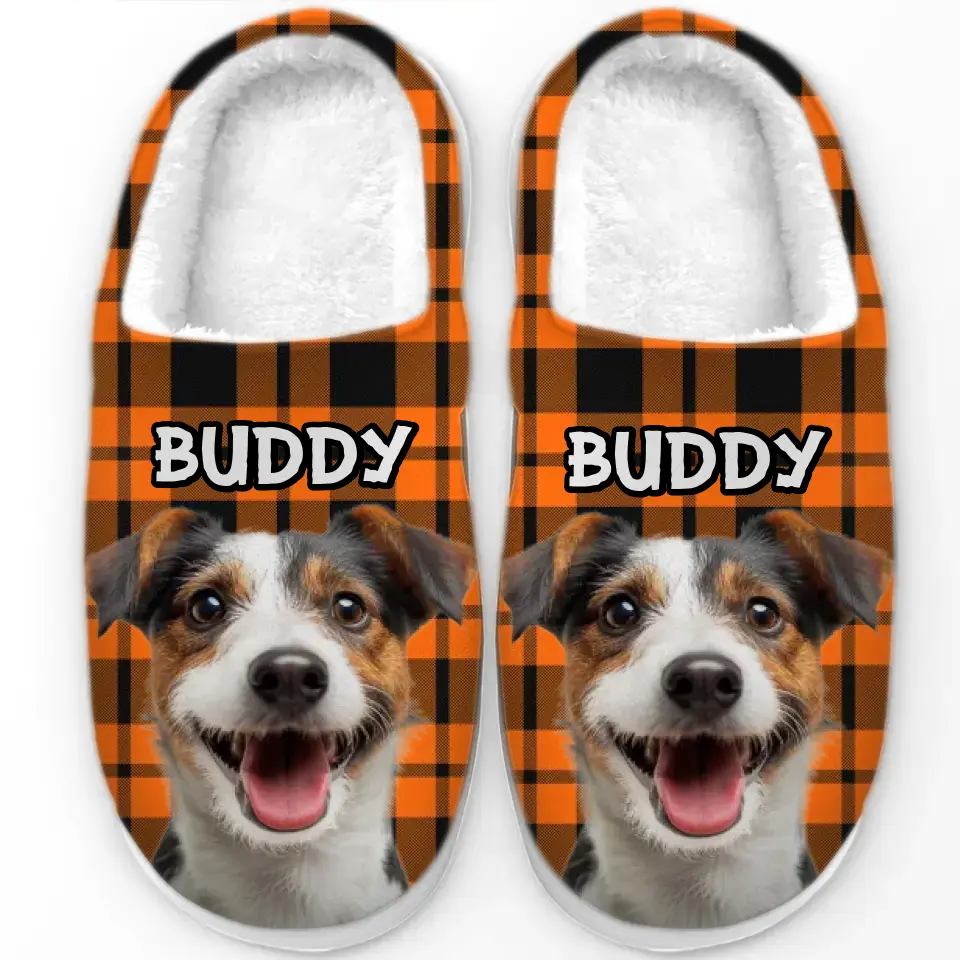 Custom Photo Paw-some Halloween - Dog & Cat Personalized Custom Fluffy Slippers - Halloween Gift For Pet Owners, Pet Lovers