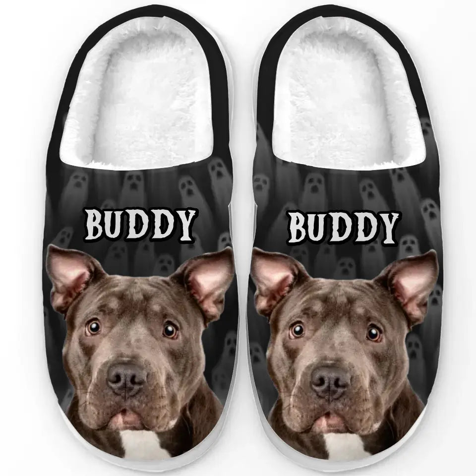Custom Photo Trick Fur Treats - Dog & Cat Personalized Custom Fluffy Slippers - Halloween Gift For Pet Owners, Pet Lovers