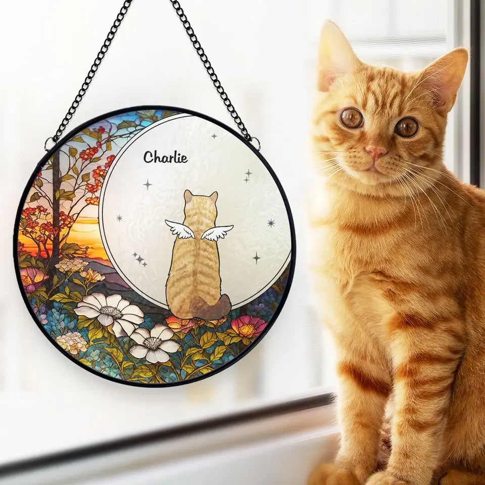 Much Loved Never Forgotten - Memorial Personalized Custom Stained Glass Window Hanging Suncatcher - Sympathy Gift For Pet Owners, Pet Lovers