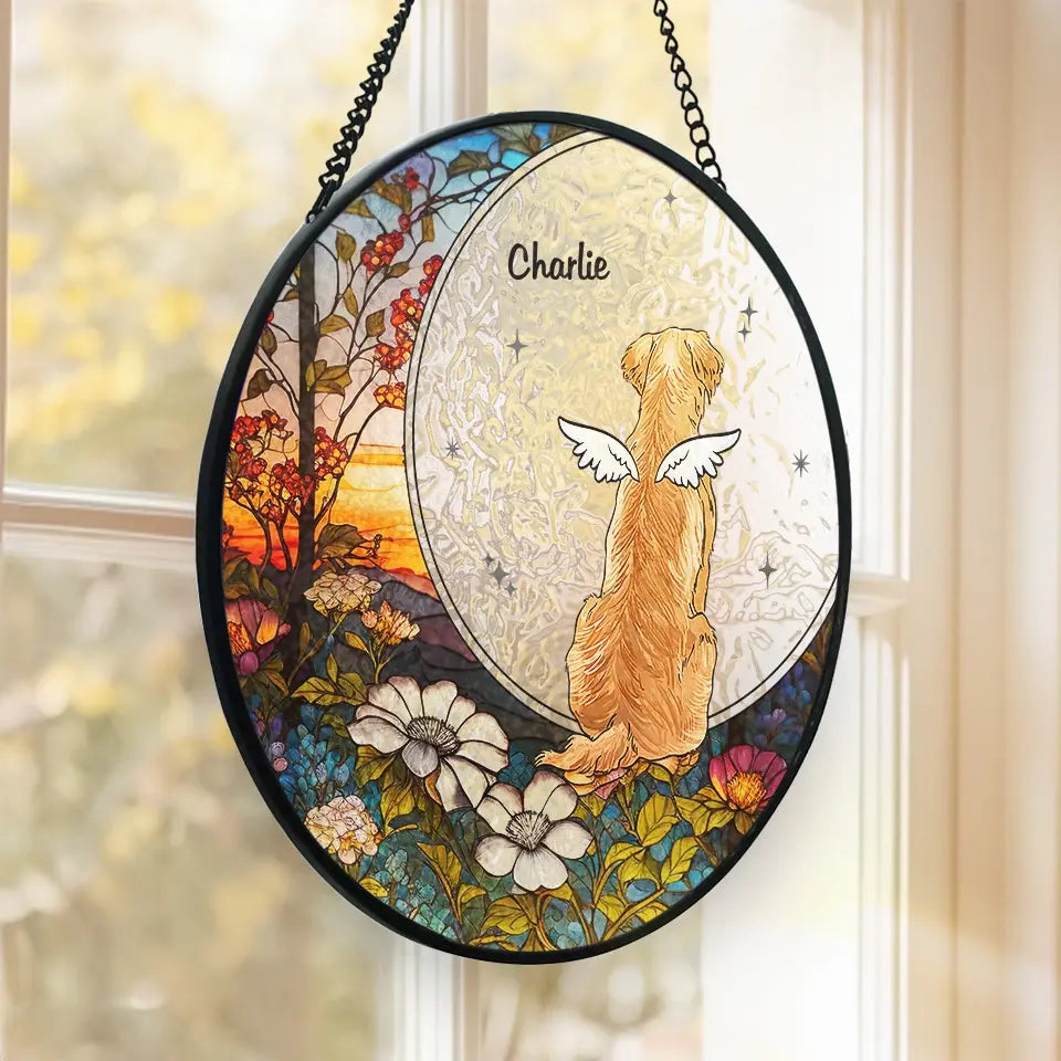 Much Loved Never Forgotten - Memorial Personalized Custom Stained Glass Window Hanging Suncatcher - Sympathy Gift For Pet Owners, Pet Lovers