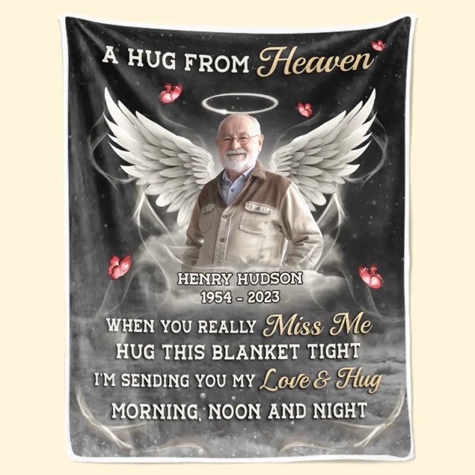 Custom Photo Some Memories Are Created With Hugs - Memorial Personalized Custom Blanket - Sympathy Gift For Family Members