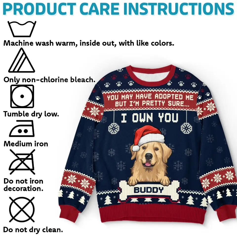 I Own You - Dog Personalized Custom Ugly Sweatshirt - Unisex Wool Jumper - Christmas Gift For Pet Owners, Pet Lovers