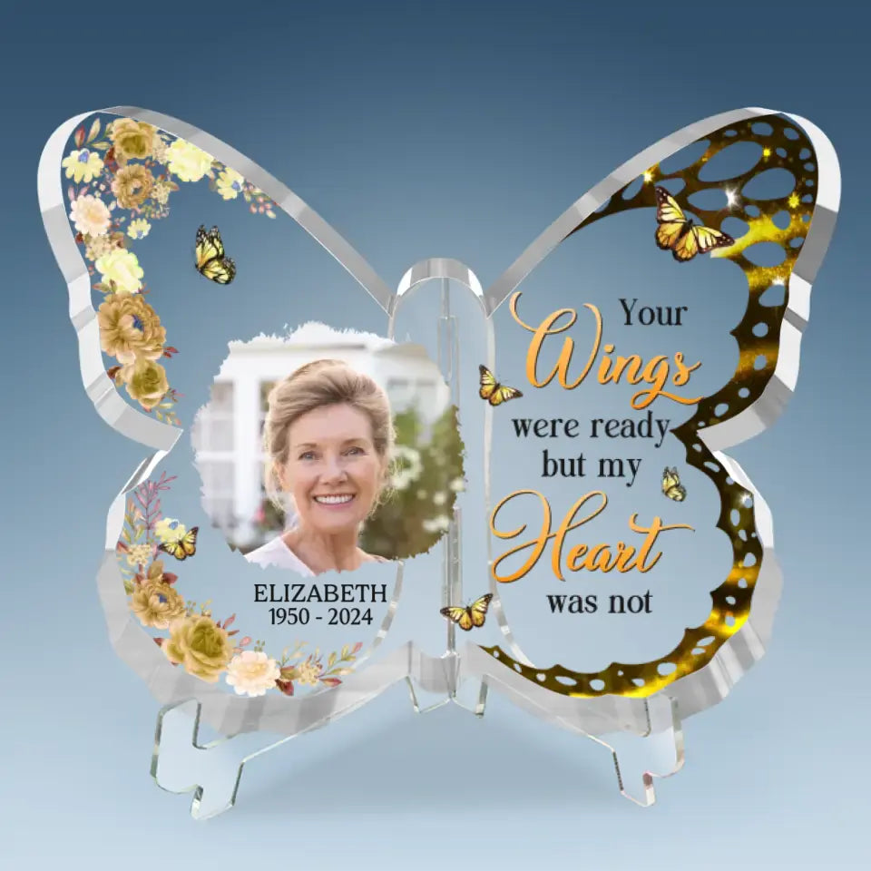 Memorial Personalized Custom Butterfly Shaped Acrylic Plaque - New Arrival, Upload Image, Sympathy Gift, Gift For Family Members AMZ