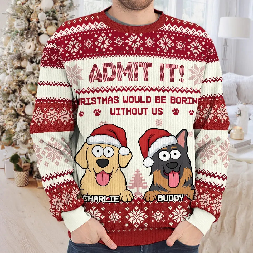 Give The Gift Of Holiday Cheer With A Personalized Pup Sweater - Dog & Cat Personalized Custom Ugly Sweatshirt - Unisex Wool Jumper - Christmas Gift For Pet Owners, Pet Lovers