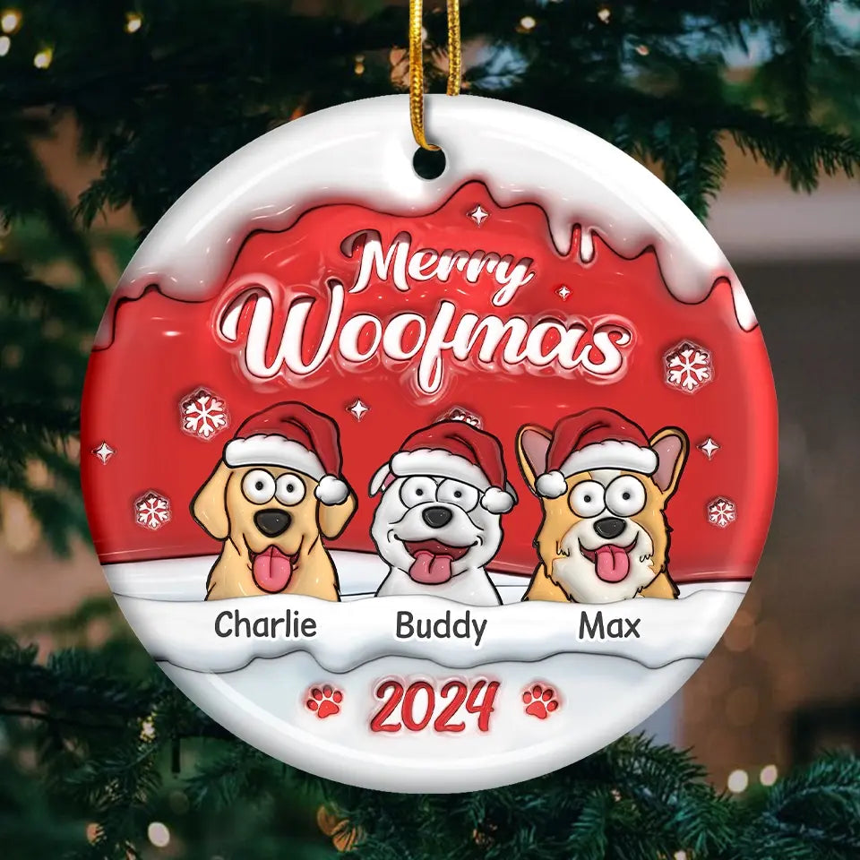 Santa Paws Brought Me The Cutest Little Christmas Sidekick - Dog & Cat Personalized Custom 3D Inflated Effect Printed Ornament - Ceramic Round Shaped - Christmas Gift For Pet Owners, Pet Lovers