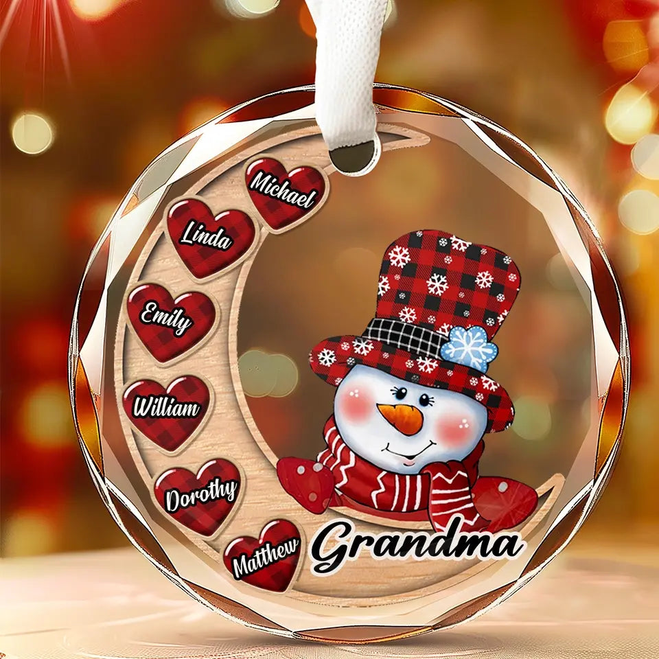 The True Spirit Of Christmas Lies In Your Heart - Family Personalized Custom Circle Glass Ornament - Christmas Gift For Mom, Grandma