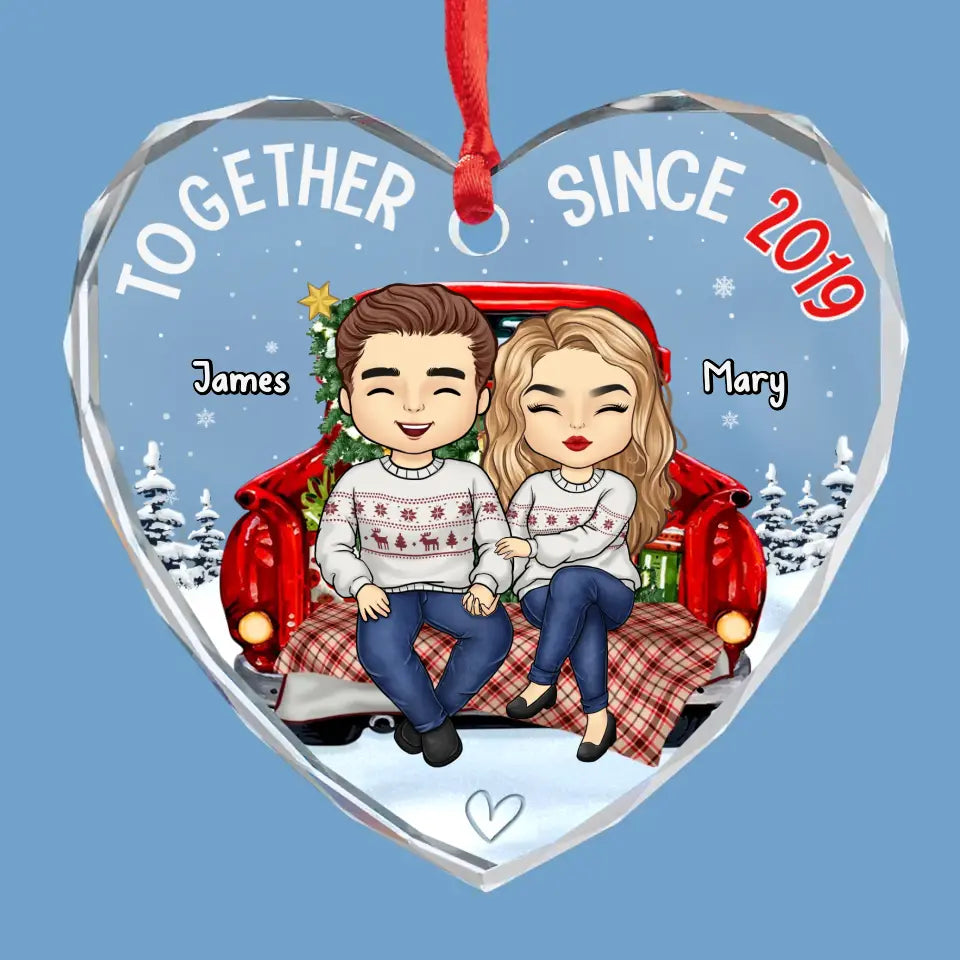 You And Me, We Got This - Couple Personalized Custom Heart Glass Ornament - Christmas Gift For Husband Wife, Anniversary