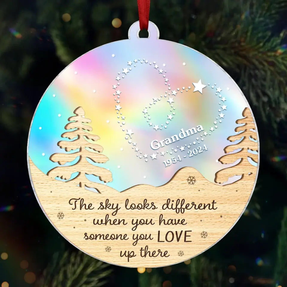 Gone From Us, But Always Near - Memorial Personalized Custom Hologram Ornament - Sympathy Gift, Christmas Gift For Family Members